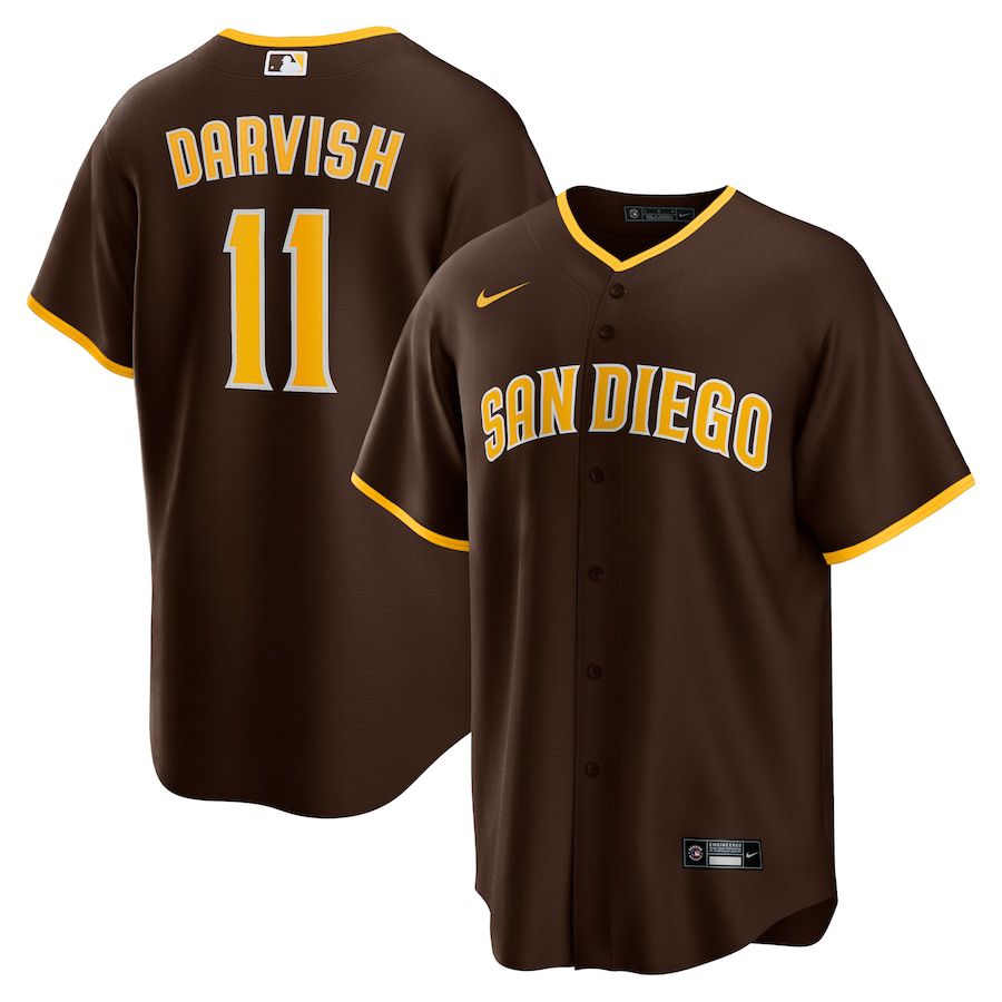 Men San Diego Padres #11 Yu Darvish Nike Brown Alternate Replica Player MLB Jersey
